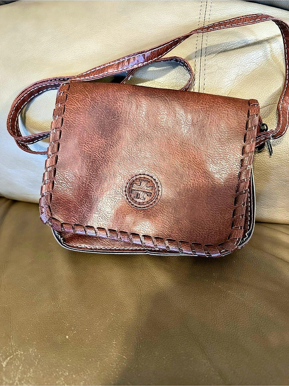 Faux Leather Tory Burch-Inspired Brown Leather Crossbody Bag